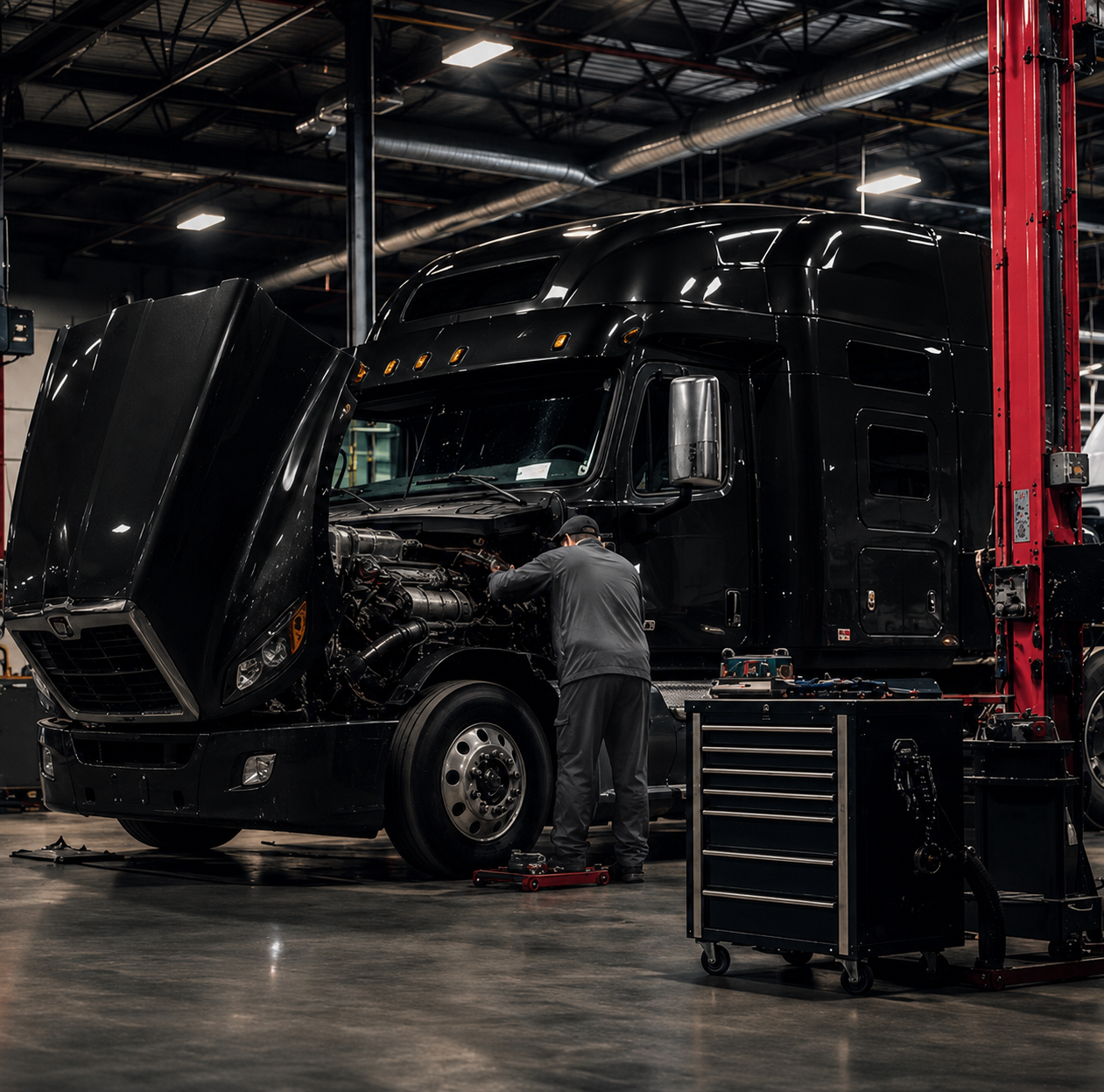 Truck repair shop bay
